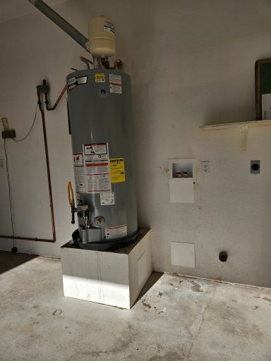Water heater in a utility area Storage water heater in a utility area