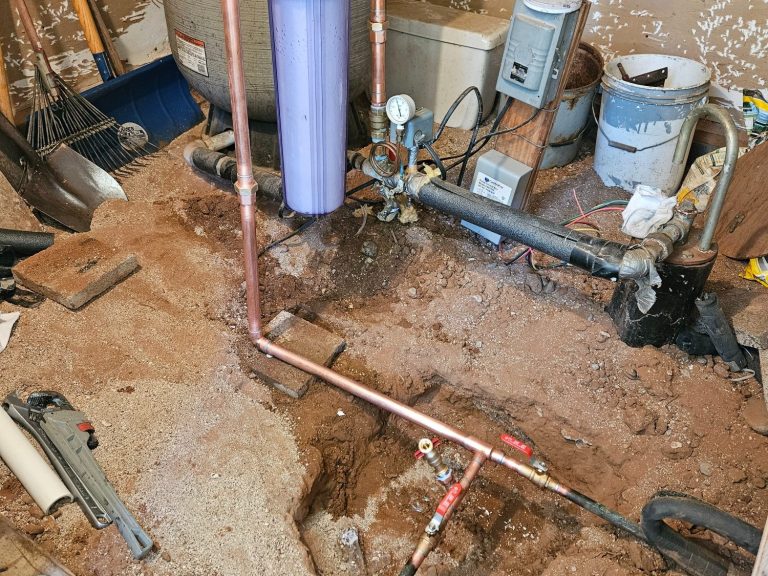 Water system installation Water system equipment, filter housing and plumbing connections